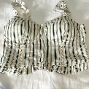 Striped Ruffle Trim set Top and pants